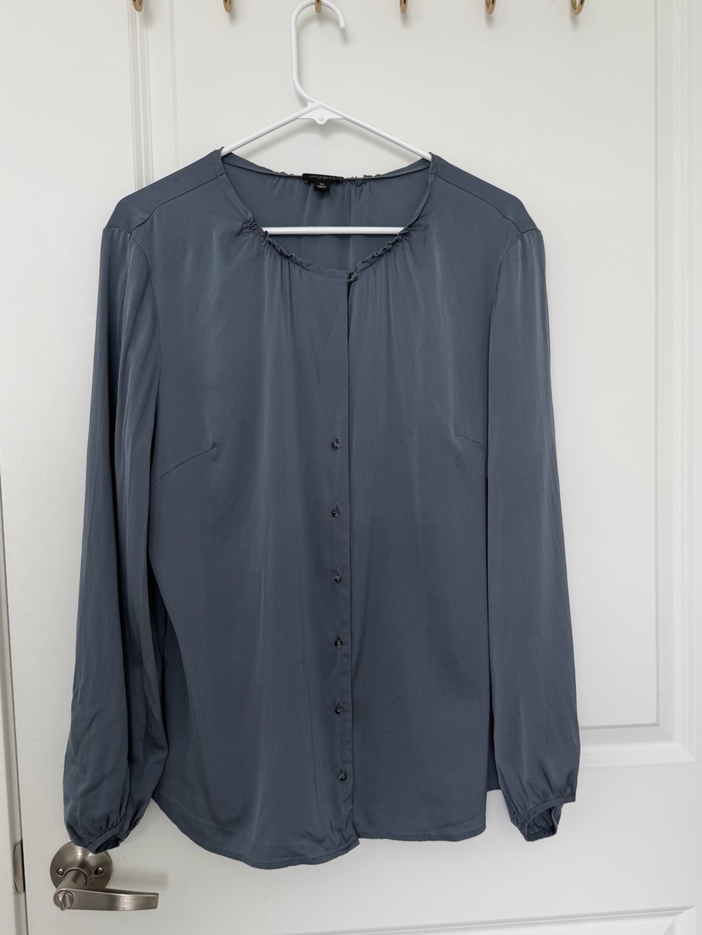 Ann Taylor Blue-Gray Silk Blend Blouse - Size XL